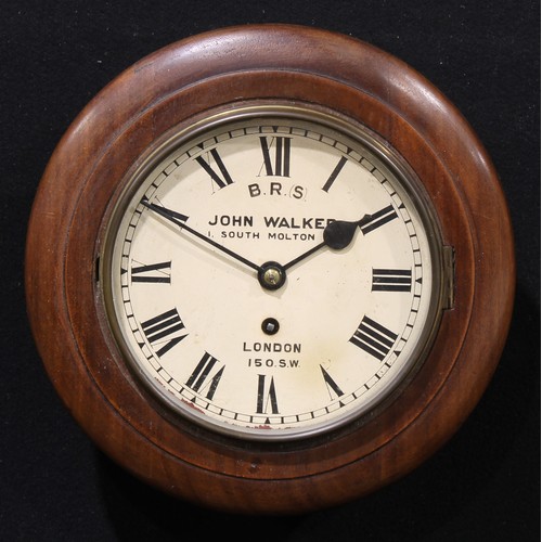 2570 - Railwayana - a late Victorian mahogany circular wall clock, Roman numerals on cream dial, inscribed ... 