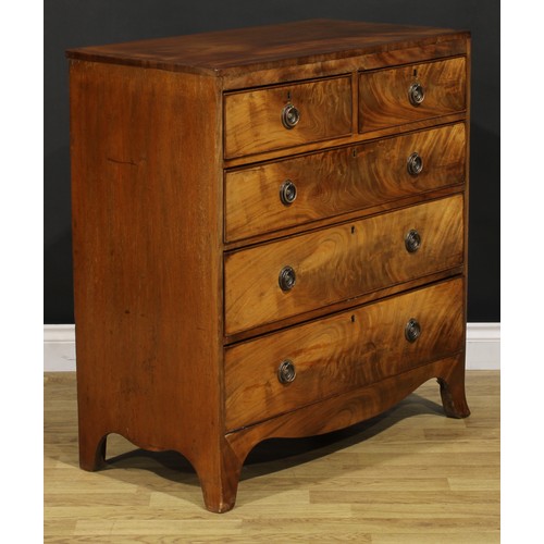 2125 - A Regency mahogany caddy top chest, of two short and three long graduated cockbeaded drawers, serpen... 