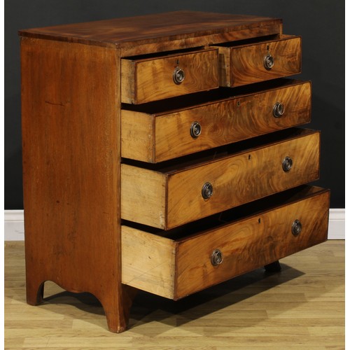 2125 - A Regency mahogany caddy top chest, of two short and three long graduated cockbeaded drawers, serpen... 