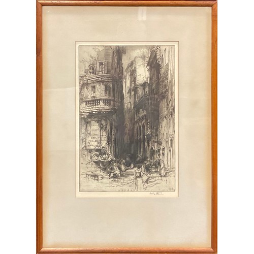 1029 - Hedley Fitton (1859 - 1929), Borgo San Jacapo, Florence, etching, signed in pencil, label to verso, ... 