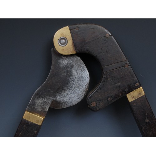 1880 - Tools - a pair of large 19th century brass mounted rosewood cutters or loppers, 53cm long