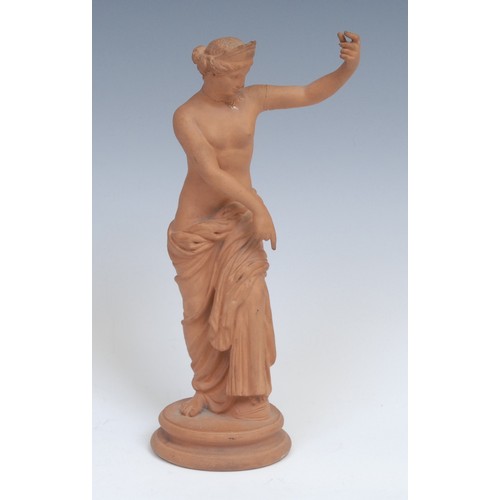 2041 - A Grand Tour terracotta figure, the Venus of Capua, after the Antique, waisted circular base, 22cm h... 