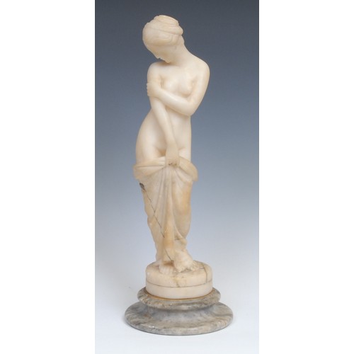 2099 - Grand Tour School, an alabaster figure, Venus, after the Antique, waisted circular base, 41cm high