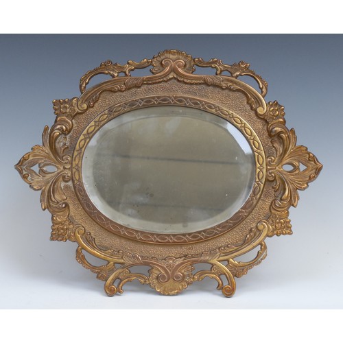 1258 - A 19th century American cast iron easel table mirror, by the National Brass & Iron Works, Reading, P... 