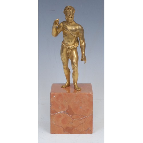 2098 - Grand Tour School (19th century), a gilt bronze, after the antique, a bearded figure, possibly Hercu... 