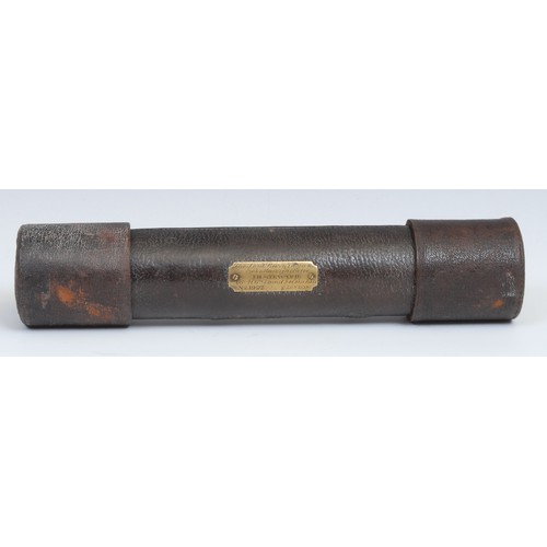 2584 - A 19th century brass four-draw telescope, brass plaque inscribed The Lord Bury's Telescope, Sole Man... 