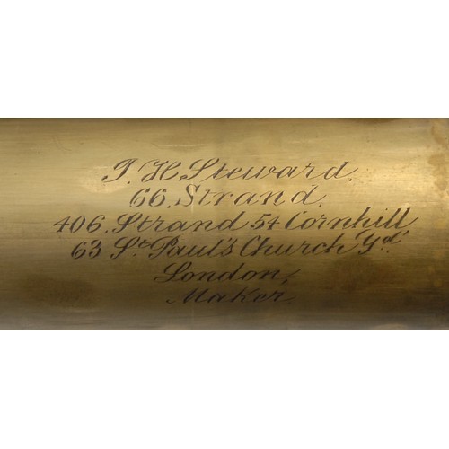 2584 - A 19th century brass four-draw telescope, brass plaque inscribed The Lord Bury's Telescope, Sole Man... 