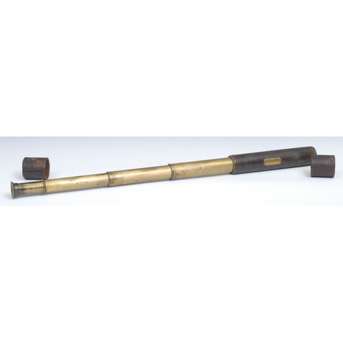 2584 - A 19th century brass four-draw telescope, brass plaque inscribed The Lord Bury's Telescope, Sole Man... 