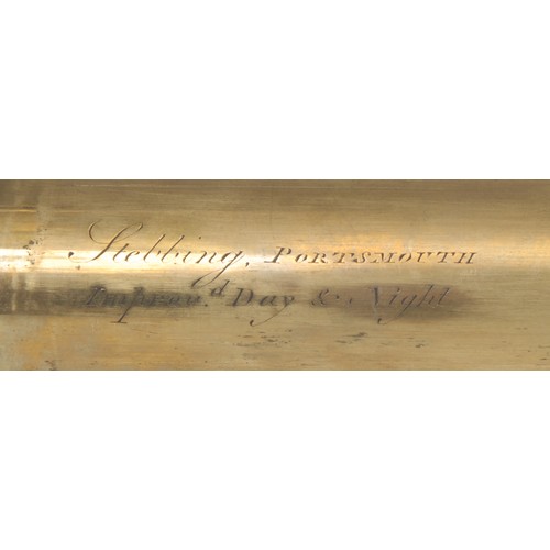 2582 - A 19th century brass and mahogany two draw Improved Day & Night telescope, by Stebbing, Portsmouth, ... 