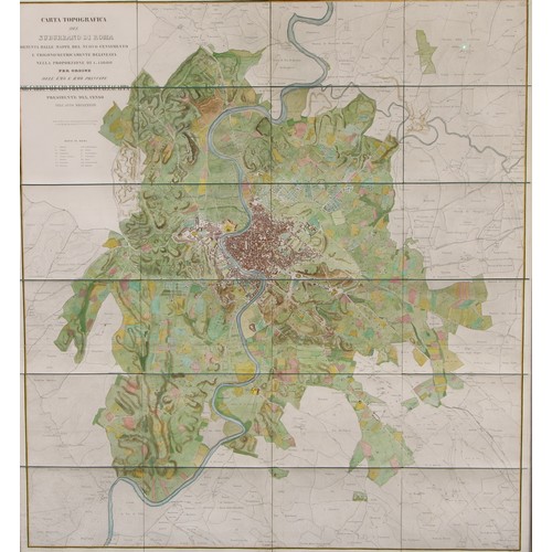 2684 - Italy - Rome and the Grand Tour - Filippo Trojani, a large map, Carta topografica del suburbano di R... 