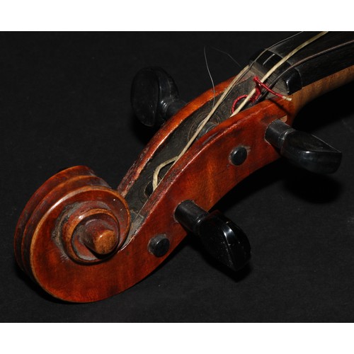 2565 - A violin, the two-piece back 36.5cm long excluding button, paper label printed Giovanni Paolo Maggin... 