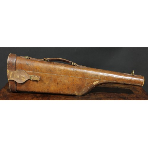 1872 - Shooting - a late 19th century 'leg of mutton' tan leather gun case, brass fittings and lock plate, ... 