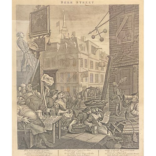 1107 - The Gin Act - William Hogarth (1697 - 1764), after, Beer Street, engraving, 41cm x 31cm, published 1... 