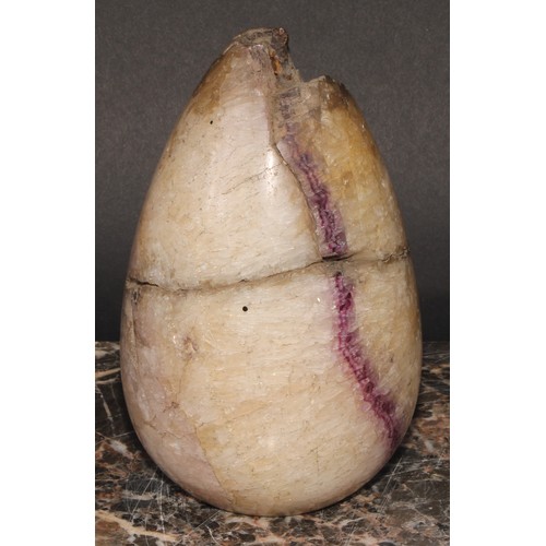 2330 - A 19th century Derbyshire Blue John desk weight, as an egg, 16cm high