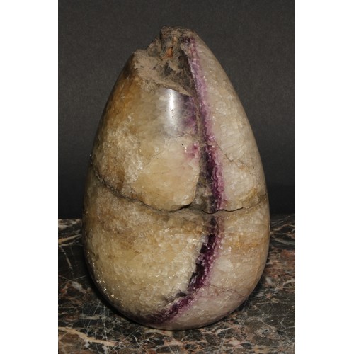 2330 - A 19th century Derbyshire Blue John desk weight, as an egg, 16cm high