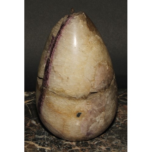 2330 - A 19th century Derbyshire Blue John desk weight, as an egg, 16cm high