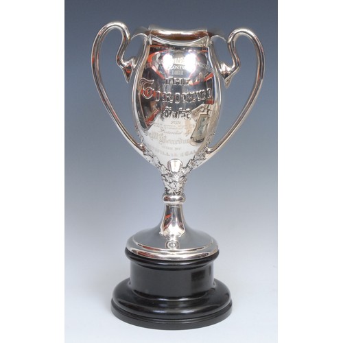 761 - An early 20th century silver two handled trophy cup, The Toronto Cup, presented to Mr William Gale, ... 