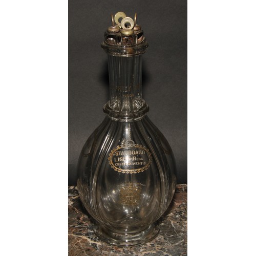 334 - An early 20th century four-section liqueur decanter, each section incised and picked out in gilt wit... 