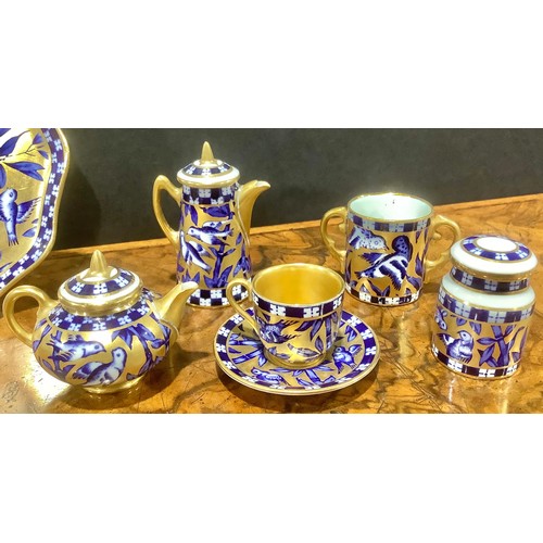170 - A Coalport miniature tea service, comprising teapot, coffee pot, cream jug, sugar bowl, tea cup and ... 