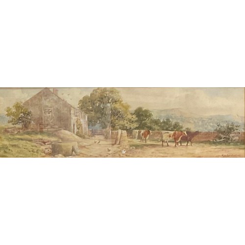 999 - G H Constantine
a pair, Farmstead with Cattle, and Cattle in Meadow
signed, watercolour, 12.5cm x 42... 