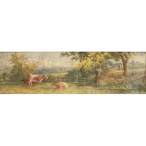 999 - G H Constantine
a pair, Farmstead with Cattle, and Cattle in Meadow
signed, watercolour, 12.5cm x 42... 