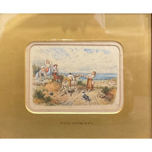 1049 - Myles Birket Foster, RWS (1825-1899), attributed to
a pair, A Stubborn Mule, and In the Farm Yard, s... 