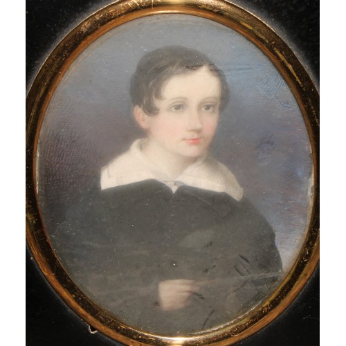 1240 - English School, 19th century, a pair of portrait miniatures, of young boys, each inscribed to verso,... 