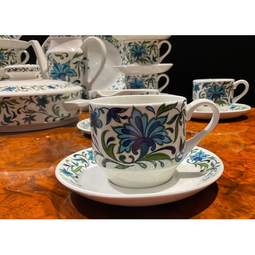 99 - A Midwinter Spanish Garden pattern part dinner and coffee service, comprising tureen and cover, sauc... 