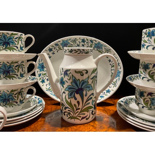 99 - A Midwinter Spanish Garden pattern part dinner and coffee service, comprising tureen and cover, sauc... 