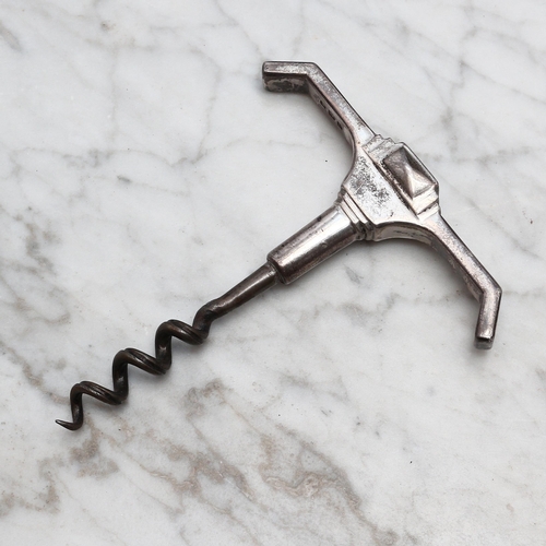 829 - Helixophilia - an Art Deco silver direct-pull corkscrew, geometric handle, 10cm long, London 1943