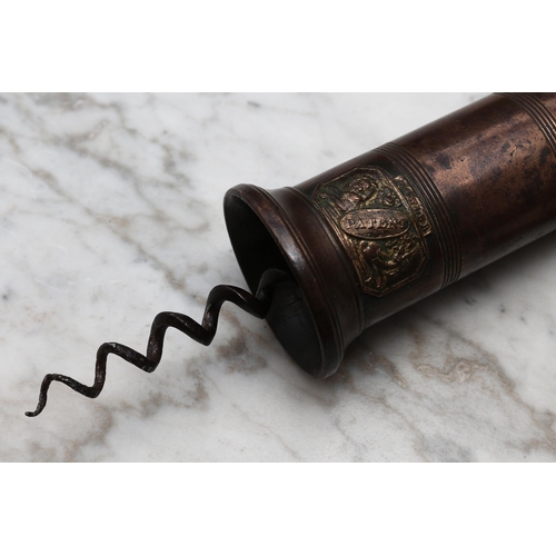 2399 - Helixophilia - a 19th century brass Dowler patent Thomason King's screw mechanical corkscrew, turned... 