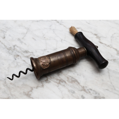 2400 - Helixophilia - a 19th century brass Dowler patent Thomason King's screw mechanical corkscrew, turned... 