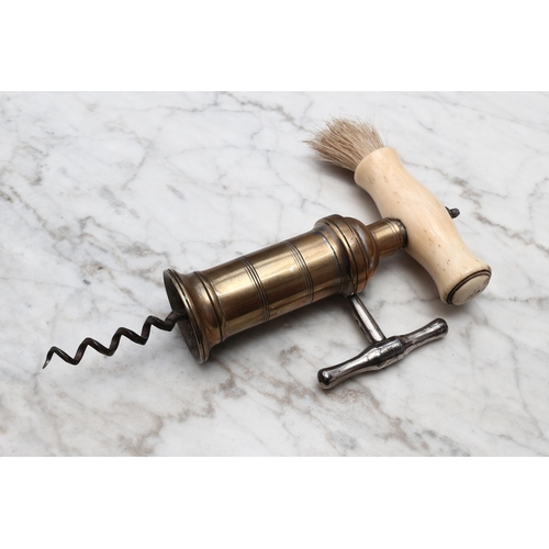 2406 - Helixophilia - a 19th century brass, and nickel plated King's screw narrow rack mechanical corkscrew... 