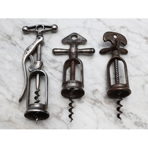 2505 - Helixophilia - an early 20th century French nickel plated single-lever mechanical cork screw, Le Pre... 