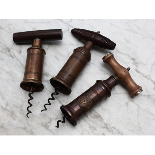 2402 - Helixophilia - a 19th century brass Mabson's patent mechanical corkscrew, turned rosewood handle, 18... 