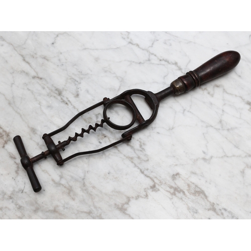 2519 - Helixophilia - an unusual early 20th century lever corkscrew, pivoting mechanism with neck ring, tur... 