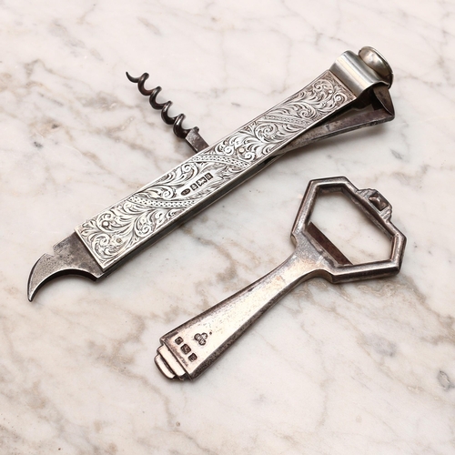 2484 - Helixophilia - a late Victorian silver combination corkscrew, cigar piercer and cutter, engraved wit... 