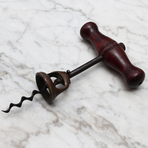 2393 - Helixophilia - a 19th century American William Bennit type direct-pull corkscrew, brass bell cap, tu... 