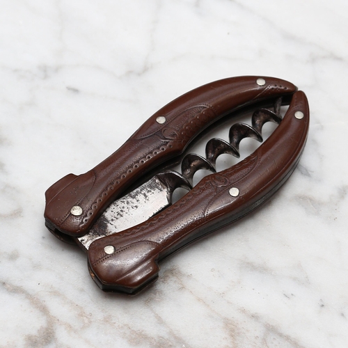 2508 - Helixophilia - an early 20th century German novelty travelling pocket corkscrew, the celluloid grips... 