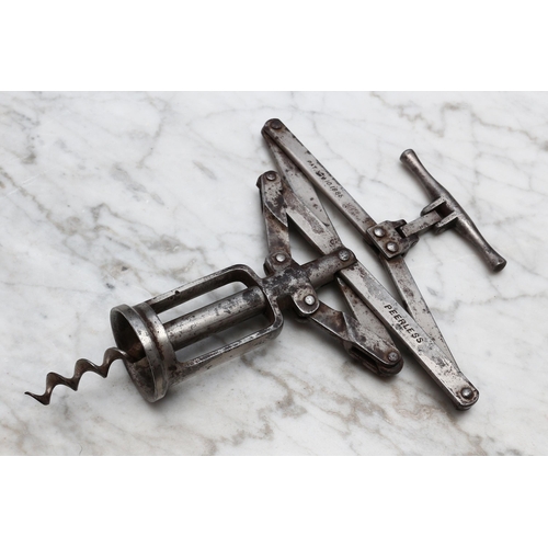 2491 - Helixophilia - a Weir's American patent all steel multiple lever corkscrew, Peerless, T-bar pull, 19... 