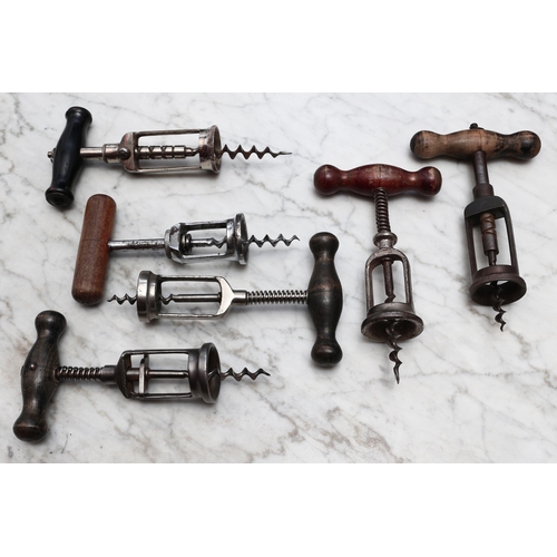 2513 - Helixophilia - an early 20th century steel perpetual mechanical corkscrew, turned handle, 17.5cm lon... 