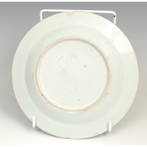 356 - A pair of Chinese circular longevity dishes, 28.5cm diameter, possibly Diana cargo shipwreck, c.1816... 