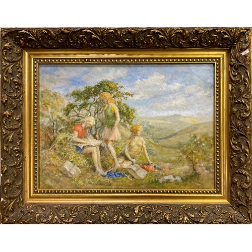 965 - Bloomsbury School 
The Picnic 
oil on board, 27cm x 36cm