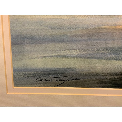 1038 - Ivan Taylor, Bamburgh castle, signed, watercolour, 32cm x 62cm.