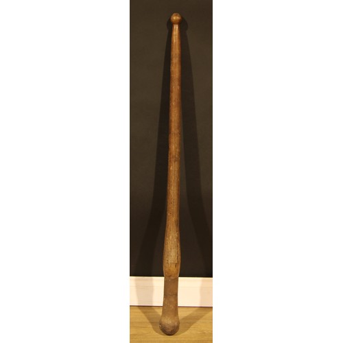 2158 - Bygones and Implements - a 19th century standing length pestle, possibly for use in dying or the tex... 