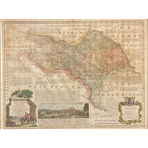 2683 - Emmanuel Bowen (1693/4 - 1767), a two-page coloured map, An Accurate Map of the North Riding of York... 