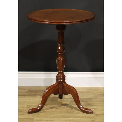 1524 - A 19th century mahogany tripod wine table, dished circular tilting top, turned column, cabriole legs... 