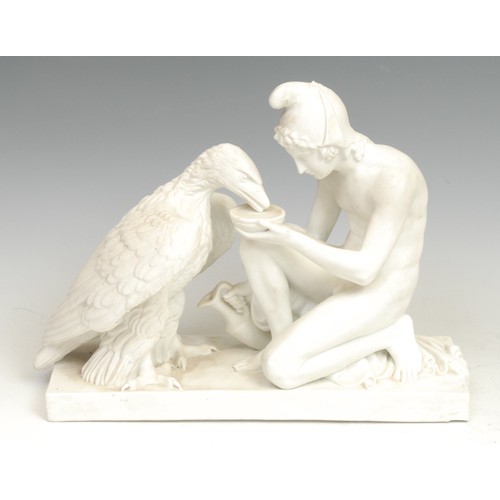 1260 - A 19th century Bing & Grondahl Eneret parian figure, Ganymede with Jupiter as an eagle, after Bertel... 