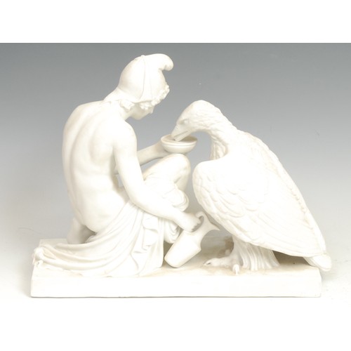 1260 - A 19th century Bing & Grondahl Eneret parian figure, Ganymede with Jupiter as an eagle, after Bertel... 