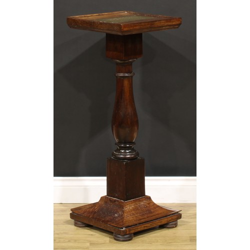 1629 - Interior Decoration and Maritime Salvage - an early 20th century teak statuary pedestal, of naval hi... 